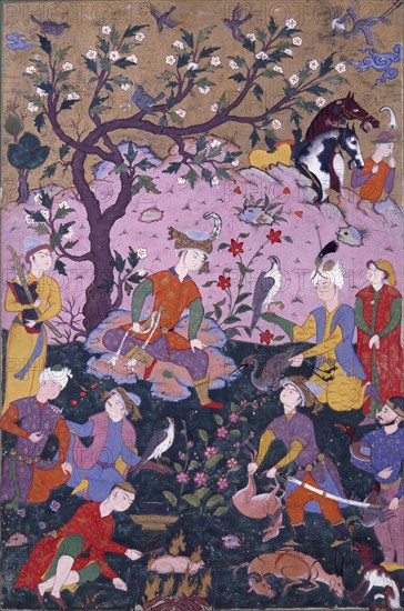 Scene After a Hunt. Persia, late 16th century.
