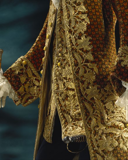 Dress coat and waistcoat, detail. Italy, 18th century