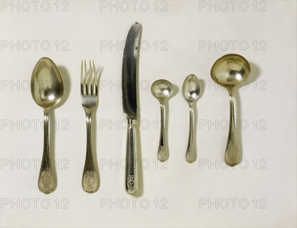 Spoons, forks and knives, part of the Portuguese Service. Lisbon, Portugal, 1812-16