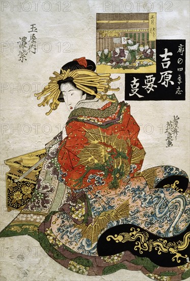 The Courtesan Koimurasaki of Tama-ya in the First Month, by Keisai Eisen. Japan, 19th century