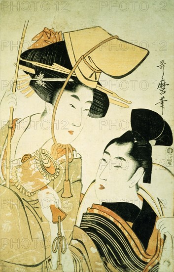 Two Girls as Ebisu and Daikoku, by Kitagawa Utamaro. Japan, 18th century