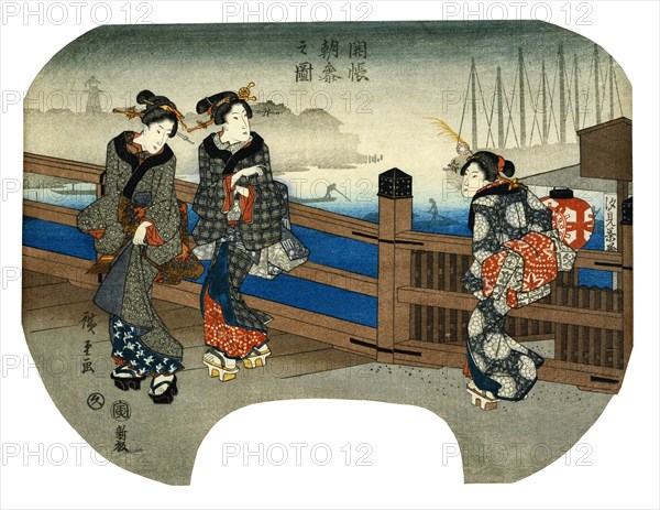 Woman on Bridge, by Utagawa Hiroshige (1797-1858). Japan, 19th century