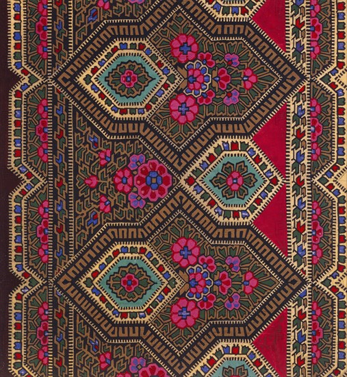 Design for printed shawl fabric, by George Charles Haite. England, 19th century