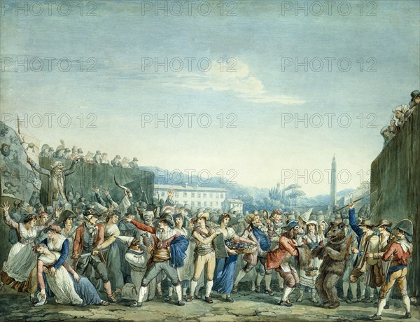 Carnival in Rome, by Bartolomeo Pinelli. Rome, Italy, 19th century