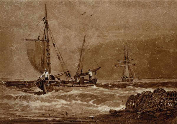 A Seapiece, by Samuel Prout. England, 19th century