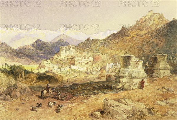 The Palace at Leh, the Capital of Ladakh, by William Simpson. England, late 19th century