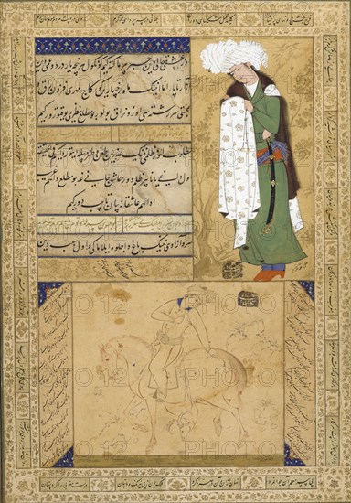 Mounted Horse and Youth, by Ali Riza I-Abbasi. Iran, 17th century
