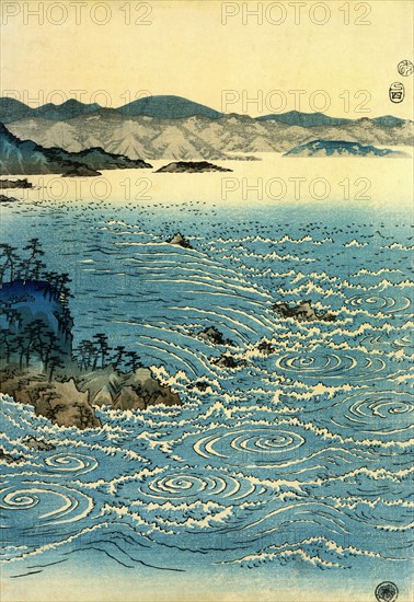 View of The Whirlpools at Naruto, by Hiroshige. Japan, 19th century