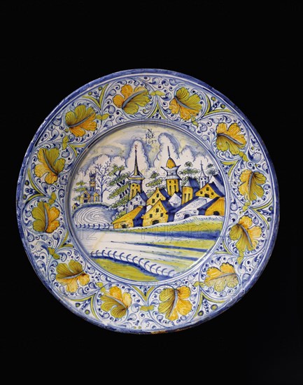 Dish, by Richard Newnham. Pickleherring, England, mid-17th century