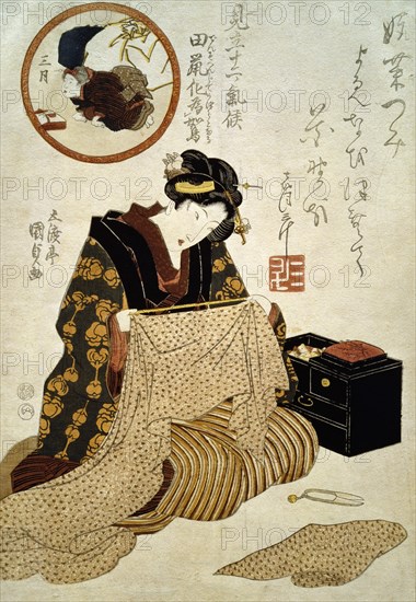 A Mole Transforming into a Quail in the Third Month, by Utagawa Kunisada. Japan, 19th century