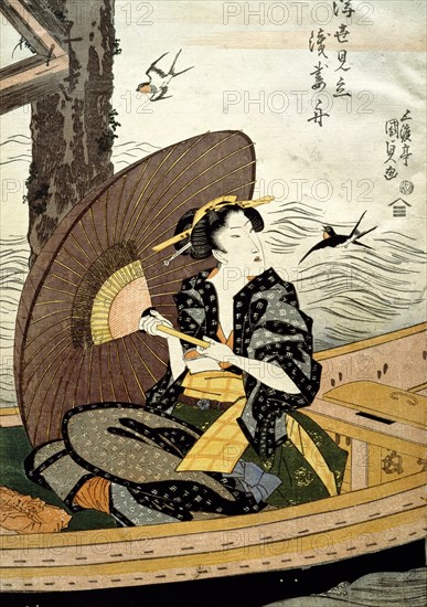 Representation of a Boating Courtesan, by Utagawa Kunisada. Japan, 19th century