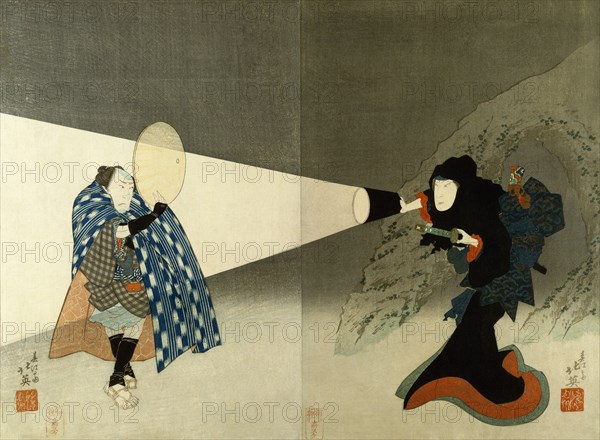 Scene from a play, by Shunkosai Hokuei. Japan, mid-19th century