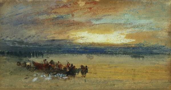 Shore scene, Sunset, by J.M.W.Turner. England, early 19th century
