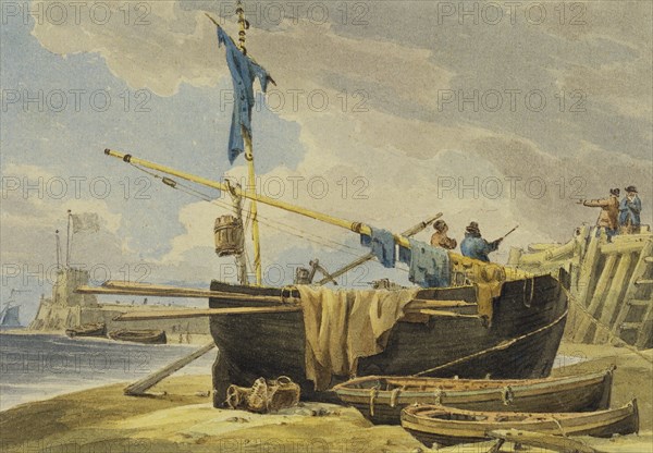 Boats with Fishermen, by J.M.W. Turner. England, 18th-19th century