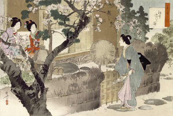 Guests Arriving, by MizuN Toshikata. Japan, 19th-20th century