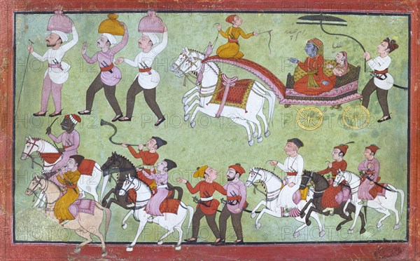 Marriage Procession of Rama and Sita. Chamba, Punjab Hills, India, mid-18th century. 
Londres, Victoria & Albert Museum
Londres, Victoria and Albert Museum