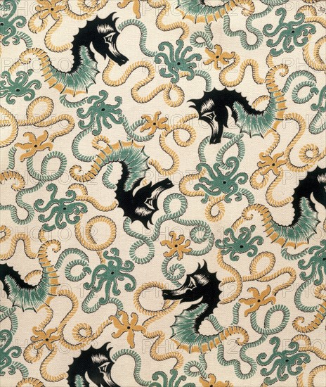 Tissu à motifs d'hippocampes