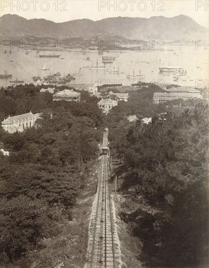 Vue de Hong-Kong (Chine) prise du funiculaire