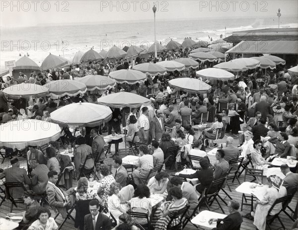 Café terrace in Deauville, France (1948)