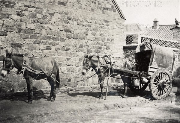 Chine, charette attelée, à Pékin