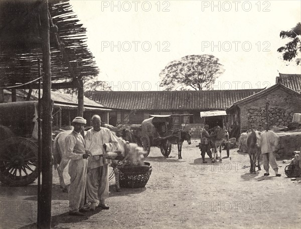 China, European merchant (or government official) in a factory