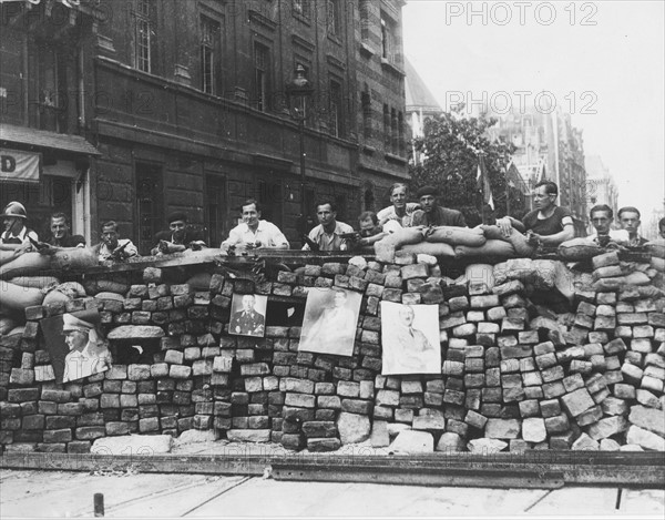 A barricade on the Boulevard Saint-Germain in Paris, during the Liberation (August 1944)