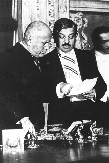 Pierre Laval and Benito Mussolini in Italy (1935)