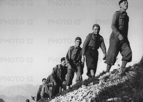 Hitler Youth boys training in the mountains (1943)