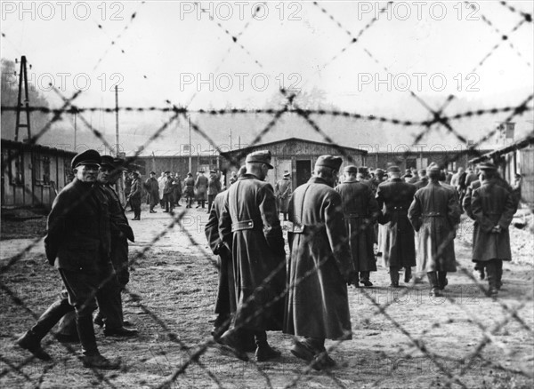 German POWs in a camp, during World War II