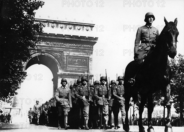 German troops parading on the Champs-Elysées