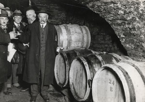 Tasting in the wine cellar of the Hospices de Beaune in France