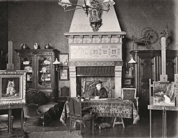 Louis-Eugène Lambert dans son atelier