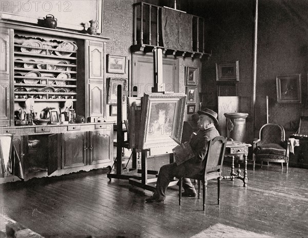 Louis-Eugène Lambert dans son atelier