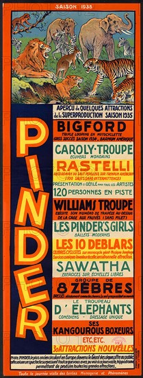 Affiche pour le cirque Pinder