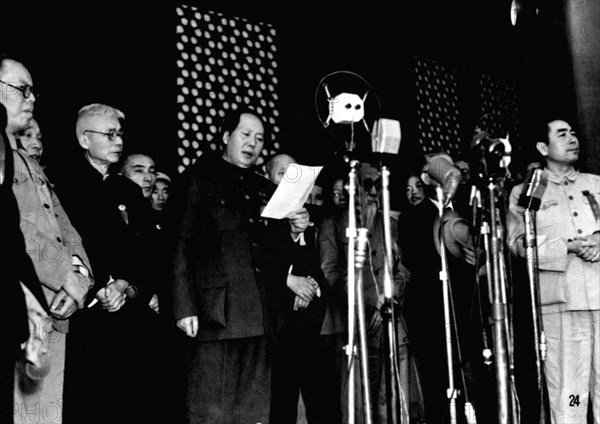 Mao Zedong annonçant officiellement la création de la République Populaire de Chine, le 1er octobre 1949