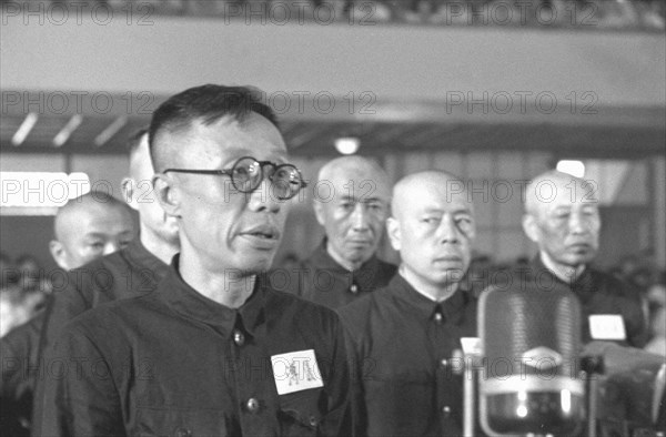 Pu Yi lors du procès de 28 criminels de guerre japonais, en juillet 1956