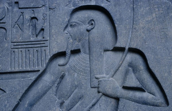 Sunken relief stone carving of Ramses II.
Karnak, Egypt.