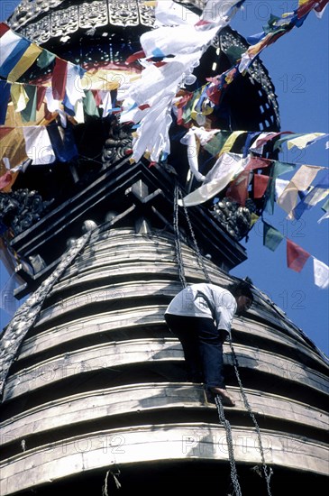 Temple de Swayambhunath, dans la vallée de Kathmandou, au Népal