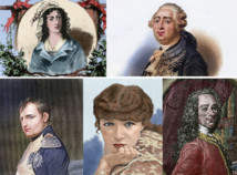 Gravures couleur d'hommes et femmes célèbres